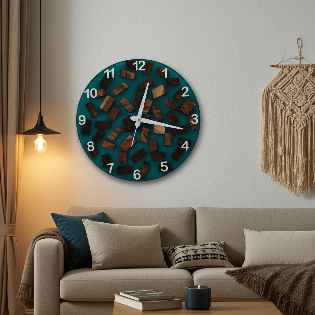 Epoxy Wood Pieces Clock