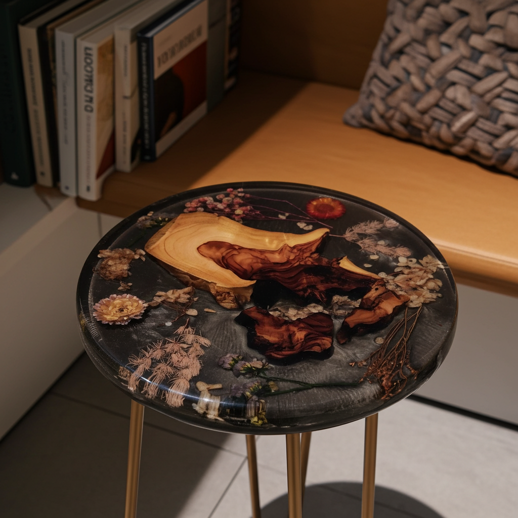 Epoxy Flower Side Table