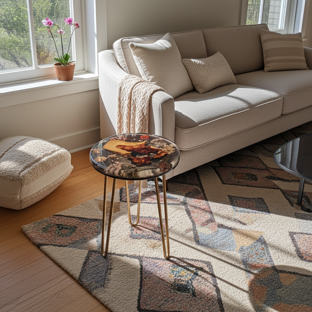 Epoxy Flower Side Table